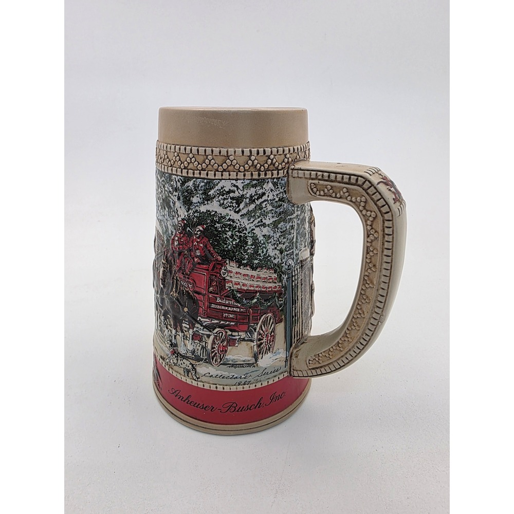 Vintage 1987 Budweiser Holiday Stein Clydesdale Hitch Collector Series Beer Mug - Picture 3 of 3